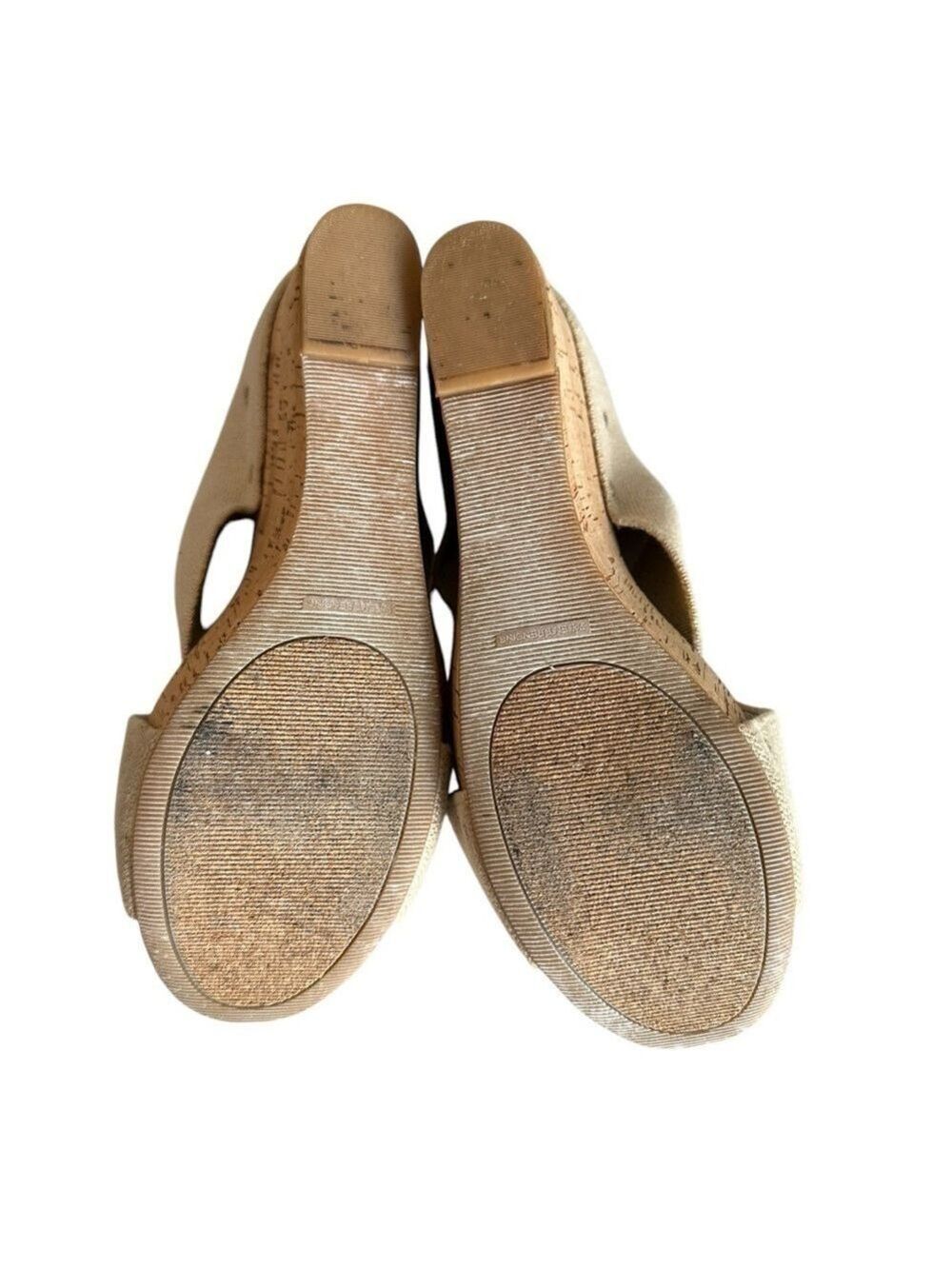 Lucky Brand Miller 2 Cork 4 Inch Wedge Heel Sandals Cream & Tan Women’s Size 8.5 - Picture 6 of 7
